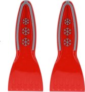 2x stuks rode ijskrabber / raamkrabber van kunststof 20 cm - Ruiten krabbers - Auto accessoires winter