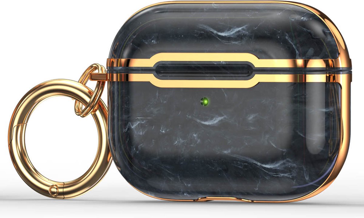 Case cover - Apple Airpods 3 - zwart goud - siliconen marmer patroon