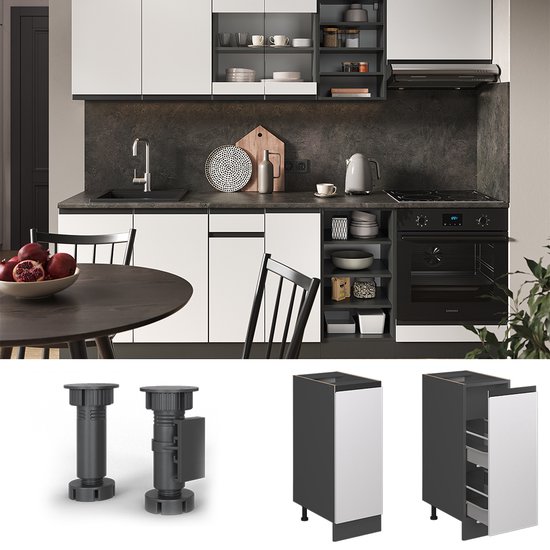 Vicco Armoire à pharmacie R- Line, Wit/Anthracite, 30 cm, WB Anthracite