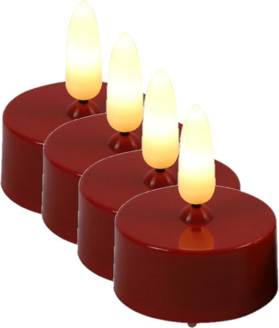 Countryfield LED theelichtjes/waxinelichtjes - 4x st - rood - met timer - warm wit
