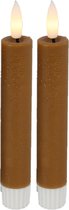 Countryfield Led dinerkaarsen - 2x st- cognac bruin -H15cm - met afstandsbediening - kaarsen