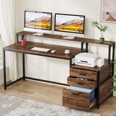 Bol.com TRIBESIGNS Bureau - Computertafel - Bureaus met ladekast - Industrieel - Vintage - 160x50x90 cm - Zwart/Bruin aanbieding