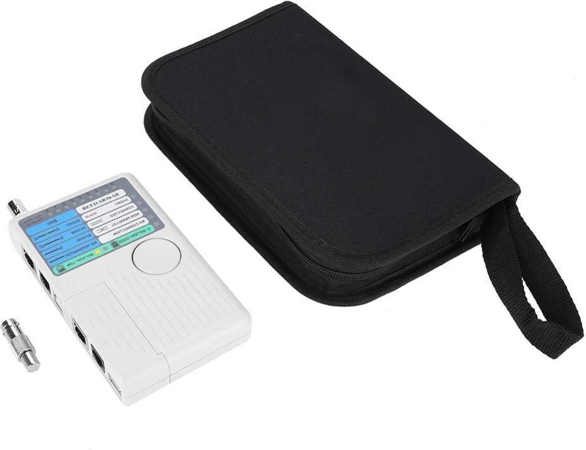 Network Cable Tester 4 in 1 Portable External RJ11 RJ45 USB BNC LAN Wire Tracker for Testing UTP STP Cables with Storage Bag - Professional Network Tools
