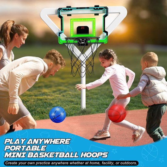VATOS Basketbalkorf voor binnen met 2 spelers, mini-basketbalkorf met displaybord, 4-ballen, pomp, dual shot elektrisch basketbalspeelgoed, cadeaus voor kinderen, jongens en meisjes