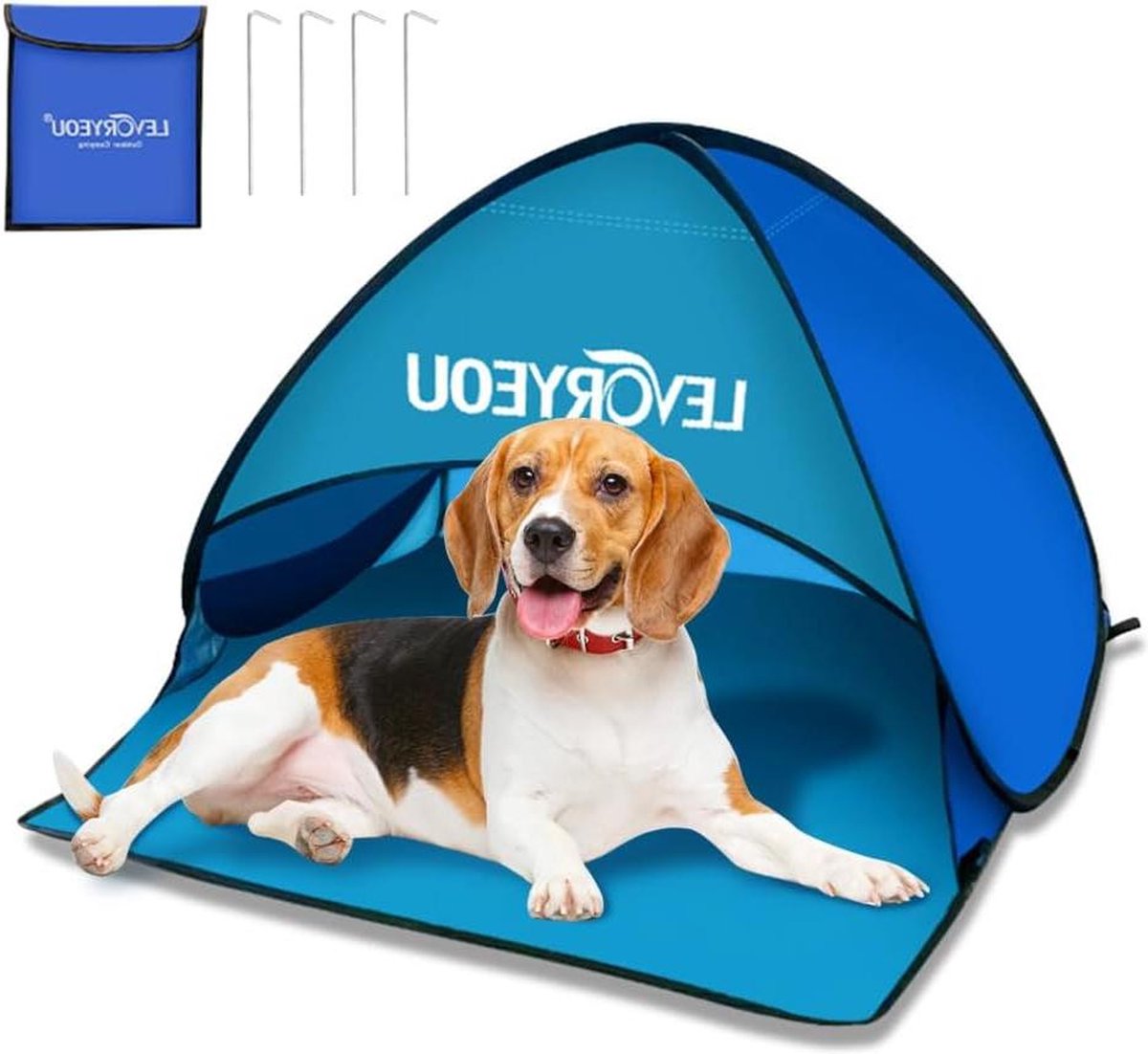 Strandschelptent draagbaar - kleine strandtent voor zonwering - pop-up strandtent UV-bescherming - blauw - familiepicknick