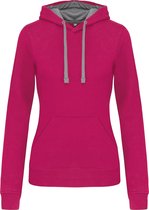 Sweat à capuche/sweat à capuche pour femme de couleur contrastée K465, rose/ Grijs, taille XS