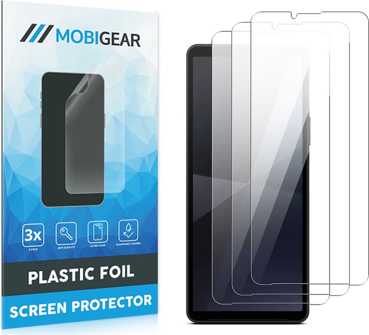 Mobigear Screenprotector geschikt voor Sony Xperia 10 VI | Mobigear Screenprotector Folie - Case Friendly (3-Pack)
