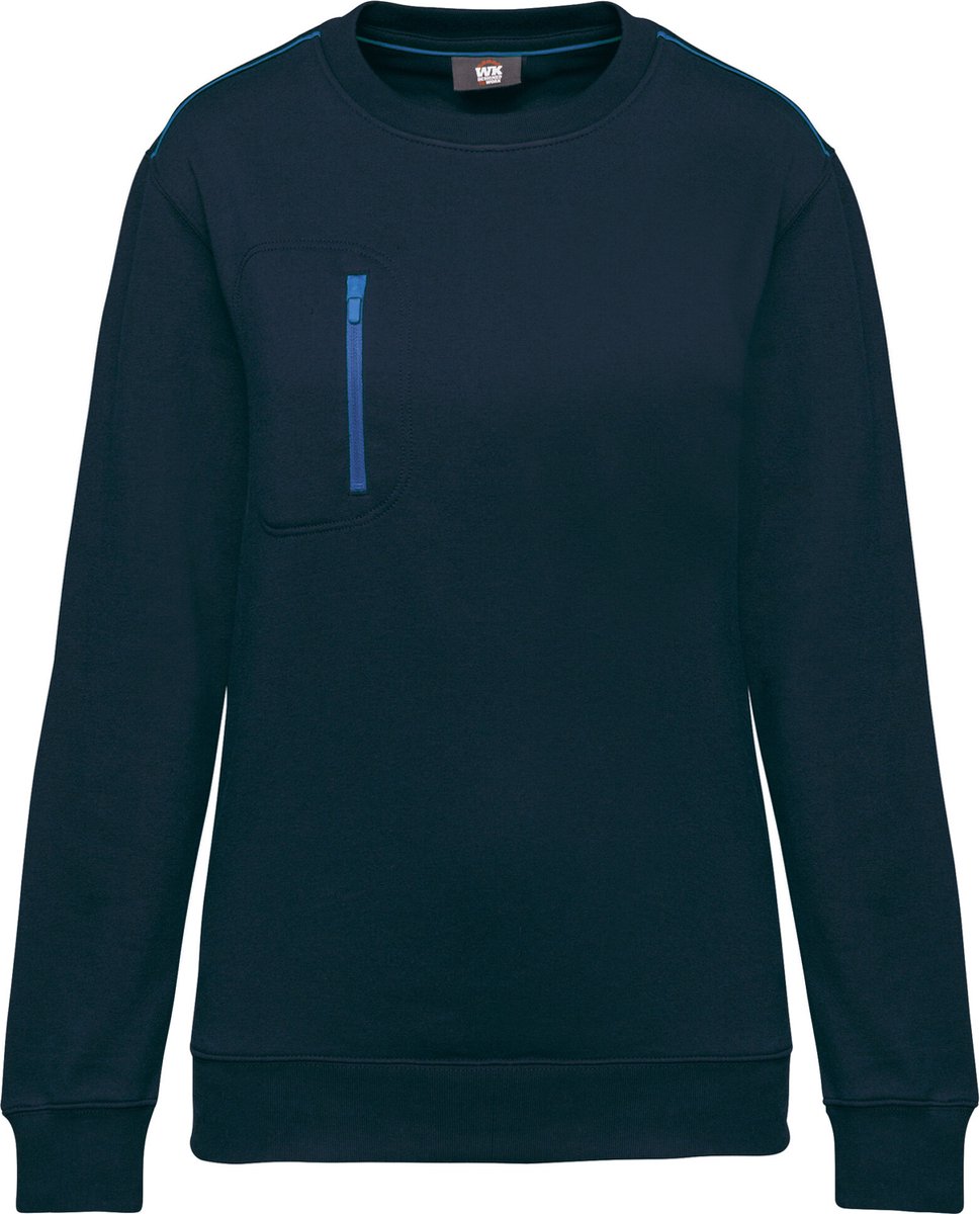 WK. Designed To Work Day To Day unisex sweater met zip contrasterende zak WK403 - Navy / Royal Blue - XXL