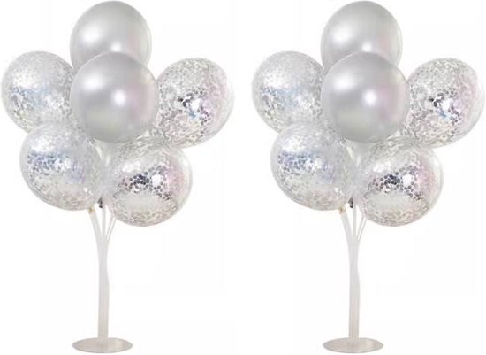Joya Party® Tafel Ballondecoratie Zilver | Tafeldecoratie Set | Ballonnen Decoratie | Feest Versiering | Decoratie | Verjaardag, Jubileum & Bruiloft