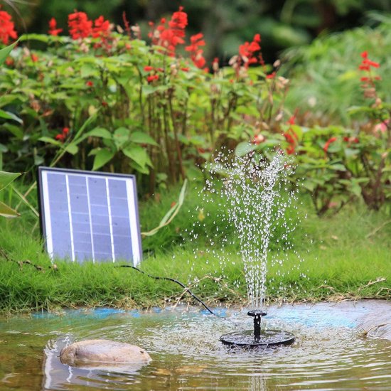 Fontaine Solaire Pliante 20W Pour Bassin - Pompe à Eau Avec 4 Buses - Hauteur Jet 50-70cm