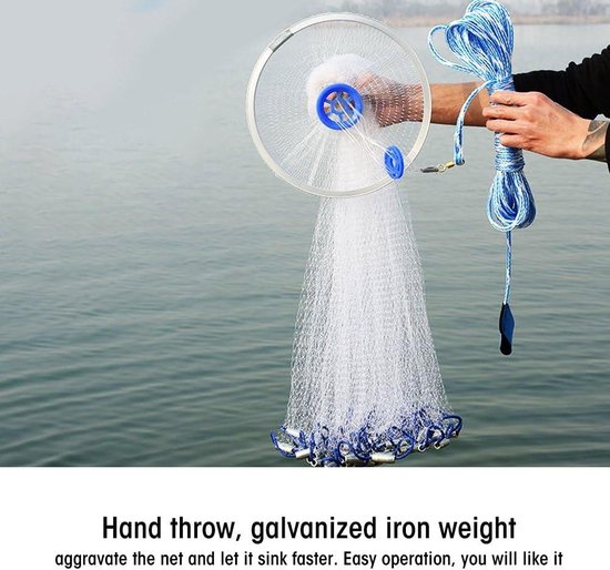 Gooi net monofilament - draagbaar visnet - 2.4m - nylon — afbeelding 5