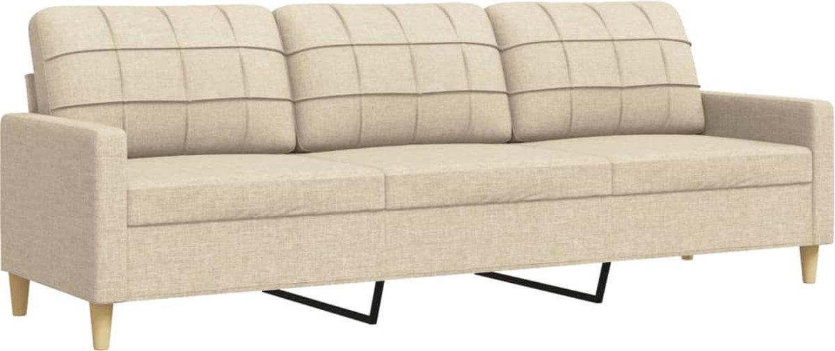 vidaXL Driezitsbank - 210 - cm - stof - crème