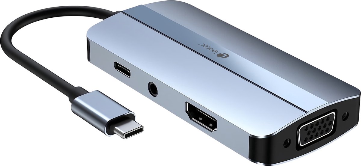 Leotec LEDS04 laptop dock & poortreplicator Docking USB 3.2 Gen 1 (3.1 Gen 1) Type-C Grijs