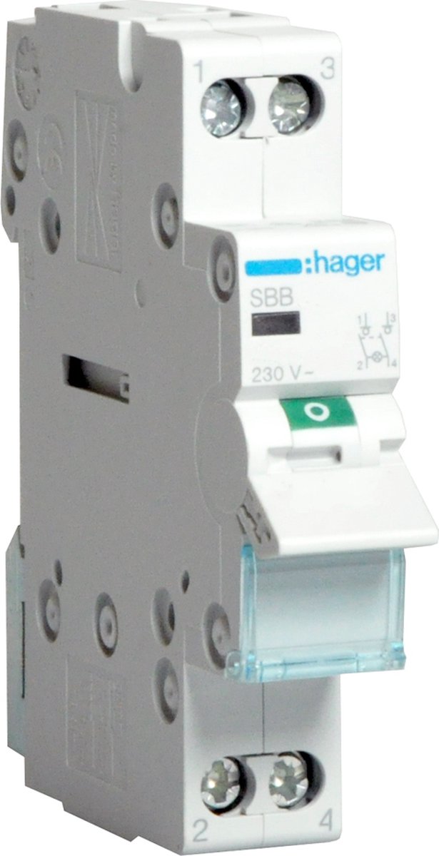Hager - Modulaire Schakelaar 2 Polig 2 - Sbb225