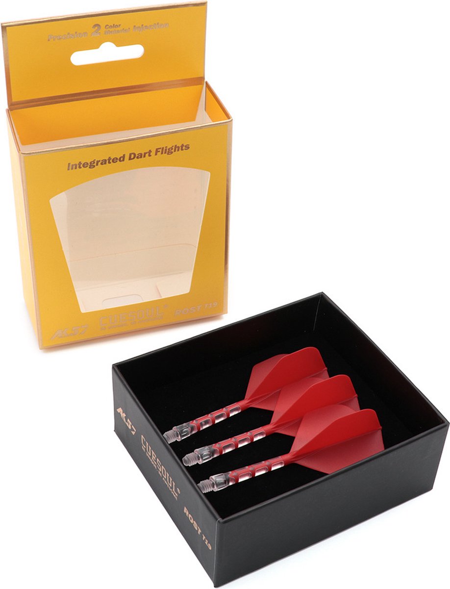 Cuesoul - ROST T19 Integrated Dart Flights - Standard Shape - Clear Red S