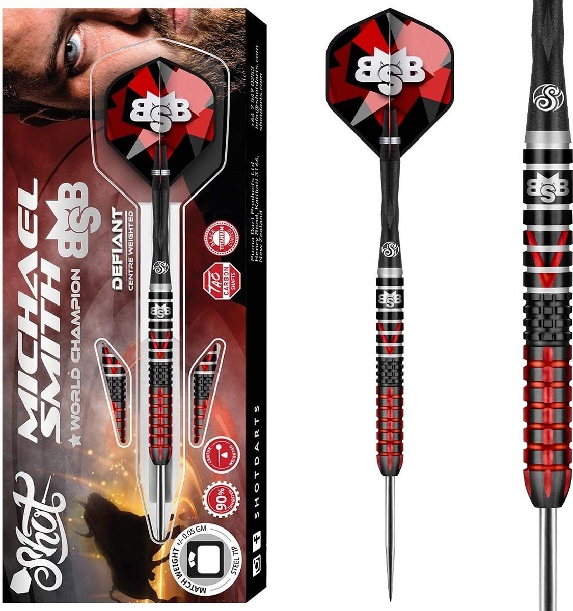 Shot Michael Smith Defiant 90% - Dartpijlen 23 Gram