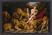 Daniel dans la fosse aux lions - Peinture de Peter Paul Rubens - Peinture de lion - Peintures sur toile Animaux - Peintures rurales - Peintures sur toile avec cadre - Décoration murale chambre toile avec cadre 100x75 cm