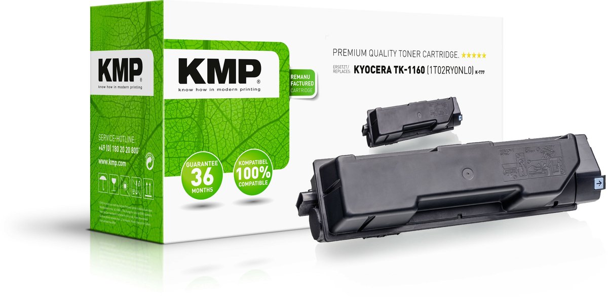 KMP Toner vervangt Kyocera TK-1160 Compatibel Zwart 8200 bladzijden K-T77