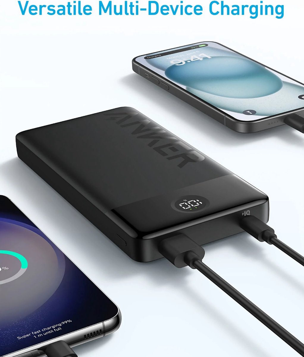 2-pack Powerbank 20.000 mAh met Display - Zwart - 15W - afbeelding 3