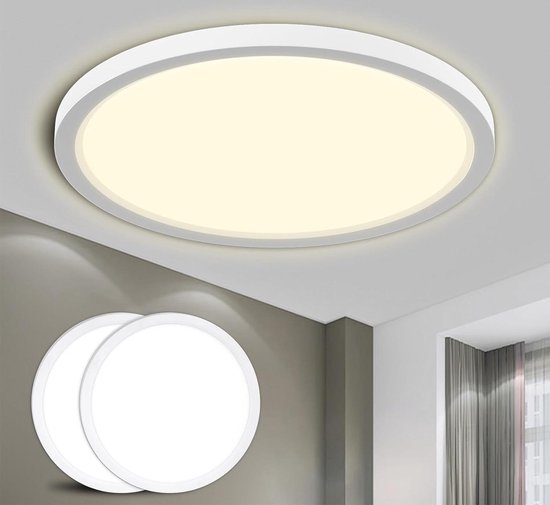 Aufun 72W Plafonnier LED Rond Plat - Blanc 6000K-6500K IP44 Pour Salle De Bain Et Cuisine