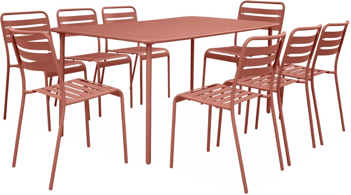 sweeek - tuintafel en 8 stoelen metaal - amélia