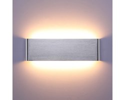 Moderne zilveren LED wandlamp up and down licht IP44 voor slaapkamer gang – warm wit