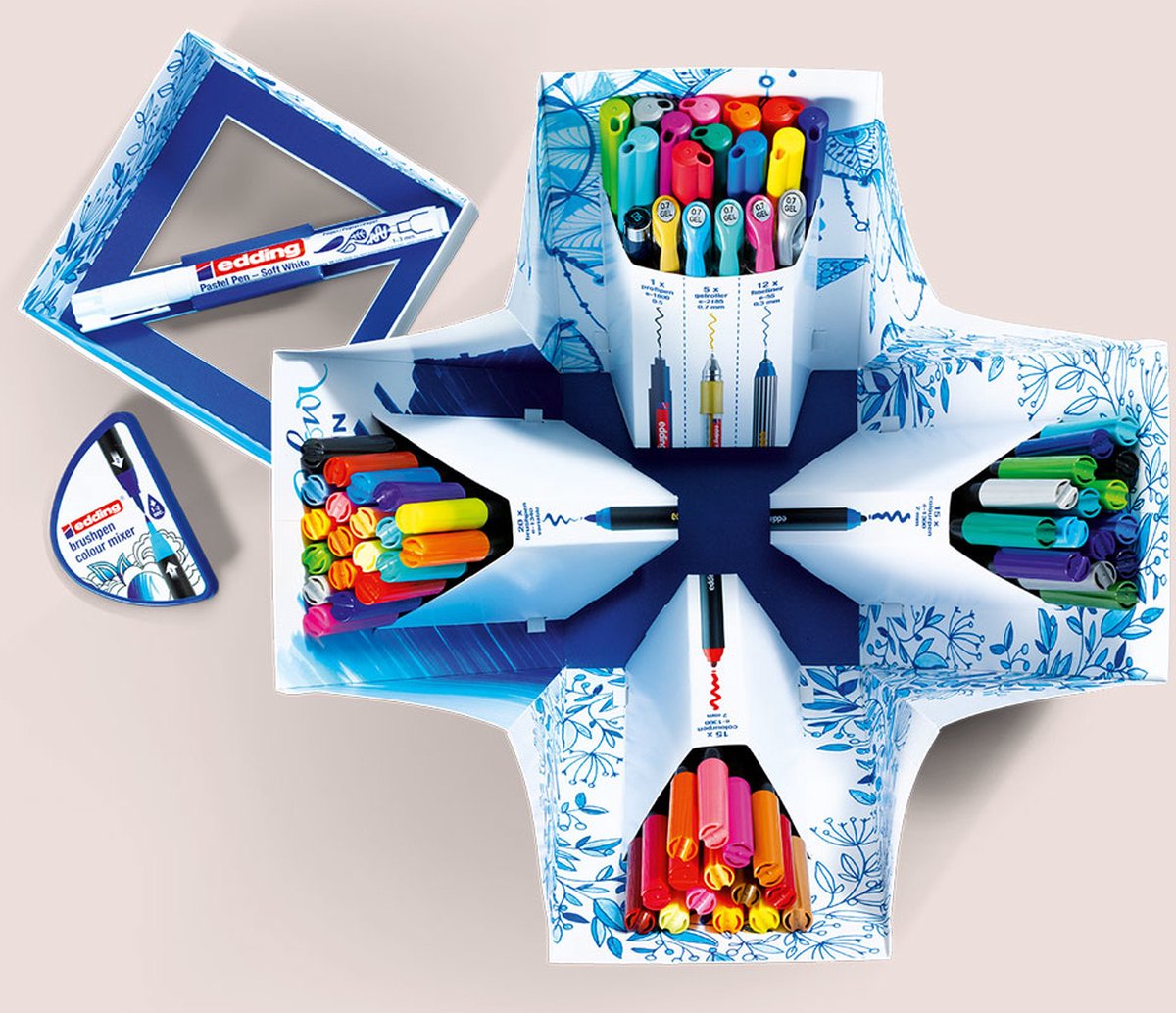 edding Colour Happy Big Box - Set van 70 verschillende soorten stiften - handlettering, inkleuren en creativiteit op papier - met unieke kleurmixer 190 kleuren mogelijk - ideaal als cadeau - — afbeelding 7