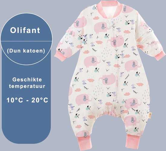 Foto: Winter baby slaapzak met benen olifant roze 3 5 tog baby height 100 110cm lange mouwen afneembare mouw jumpsuit pajamas meisjes kinderen 3 jaar gift cadeau