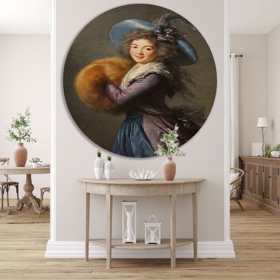 Portrait de Mme Molé-Reymond - Tableau Élisabeth Louise Vigée Le Brun - Tableau femme - Tableau Portrait - Décoration murale classique - Plats muraux - Décoration murale cercle forex 60x60 cm