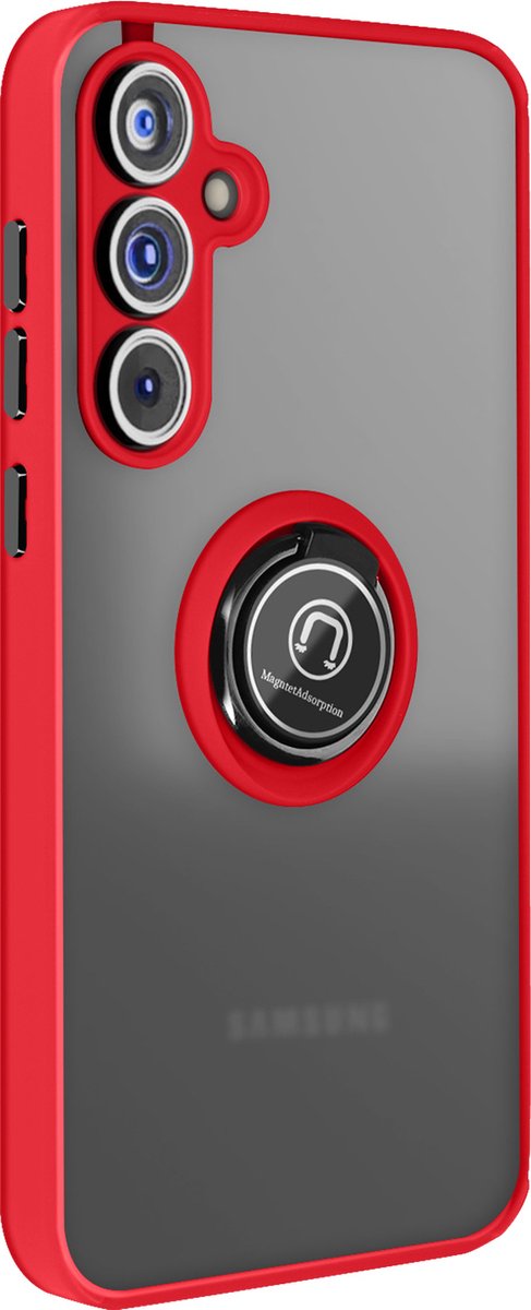 Avizar Hoes Geschikt voor Samsung Galaxy A55 Ondersteuningsring Ondersteuning, Rood
