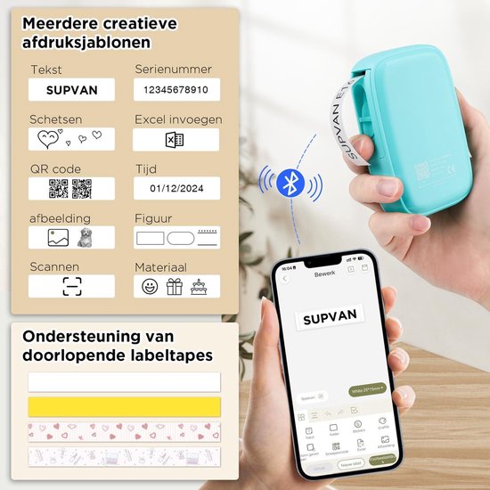 SUPVAN Katasymbol E16 Thermal Bluetooth Label Printer, Mini