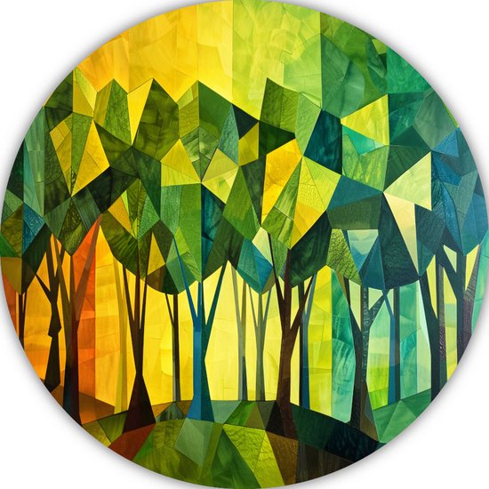 Décoration murale ronde Arbres - Décoration murale ronde nature - Cercles muraux Géométrie - Tableaux ruraux - Panneau mural - Décoration murale chambre cercle mural aluminium 50x50 cm