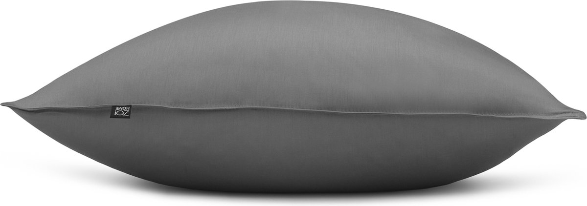 Zo!Home Satinado - Kussensloop - 60x70 cm - Classic Anthracite - 2 Stuks