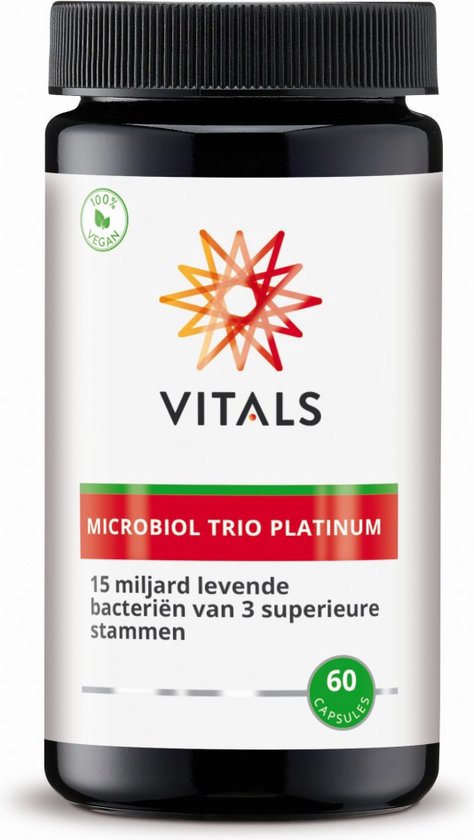 Vitals Microbiol Trio Platinum - 60 capsules - Biotica. 15 miljard levende bacteriën van 3 superieure stammen per capsule.