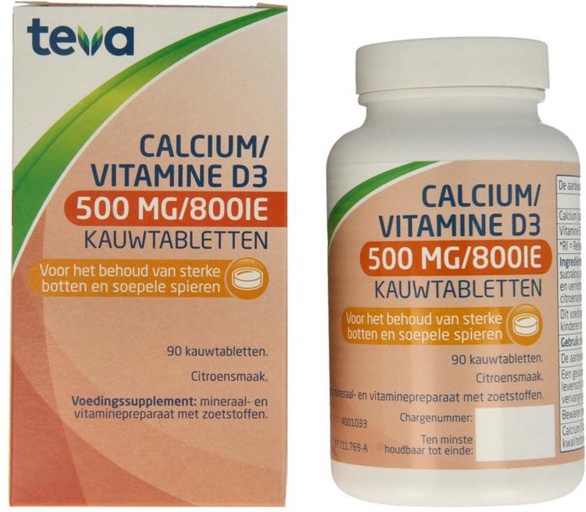 Goedkoopste Teva Calcium Vitamine D 500mg 90 kauwtabletten
