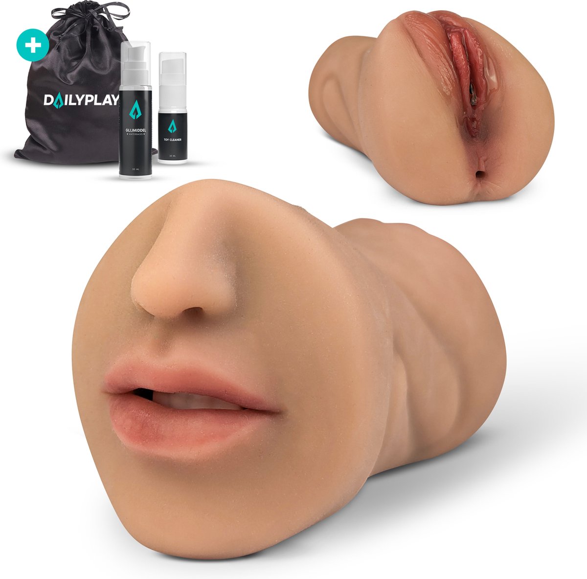 Goedkoopste DailyPlay Pocket Pussy voor Man - 3 in 1 – Blowjob Masturbator met Kont en Kunst Vagina – Sex Toys Mannen en Koppels – Nep Kut