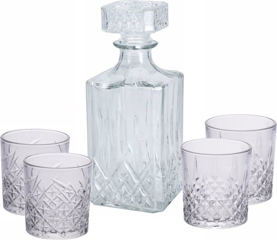BarCraft luxe wijnkaraf set in geschenkdoos, glas, transparant, 1,5 liter