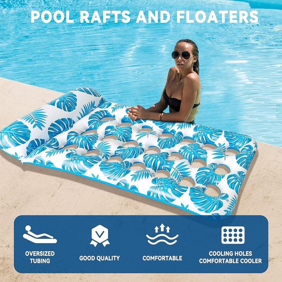 Water Hammock - Large Inflatable Tanning Bed with Pillow for Adults and Children — afbeelding 4