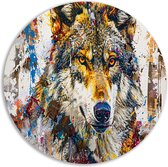 Cercles muraux Loup - Décorations murales Animaux - Cercles muraux Éclaboussures de peinture - Décoration murale murale chambre d'enfant - Peinture forex - Décoration murale salon cercle forex 40x40 cm