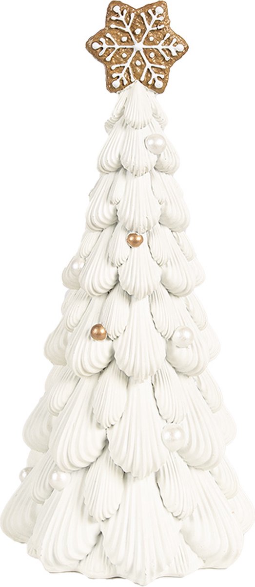Kerstdecoratie Kerstboom Ø 13x26 cm Wit Polyresin