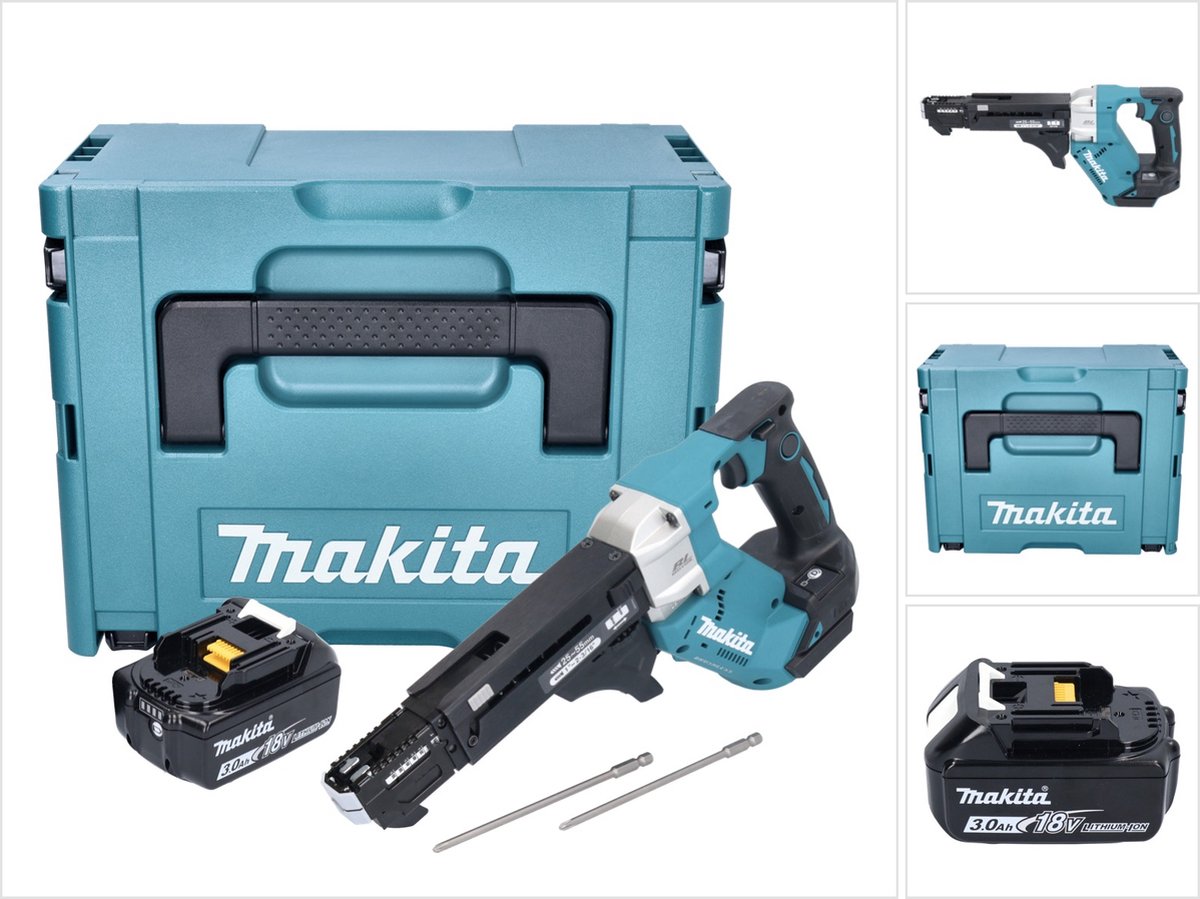 Makita DFR 551 F1J accu-magazijnschroevendraaier 18 V 25 - 55 mm borstelloos + 1x accu 3,0 Ah + Makpac - zonder oplader