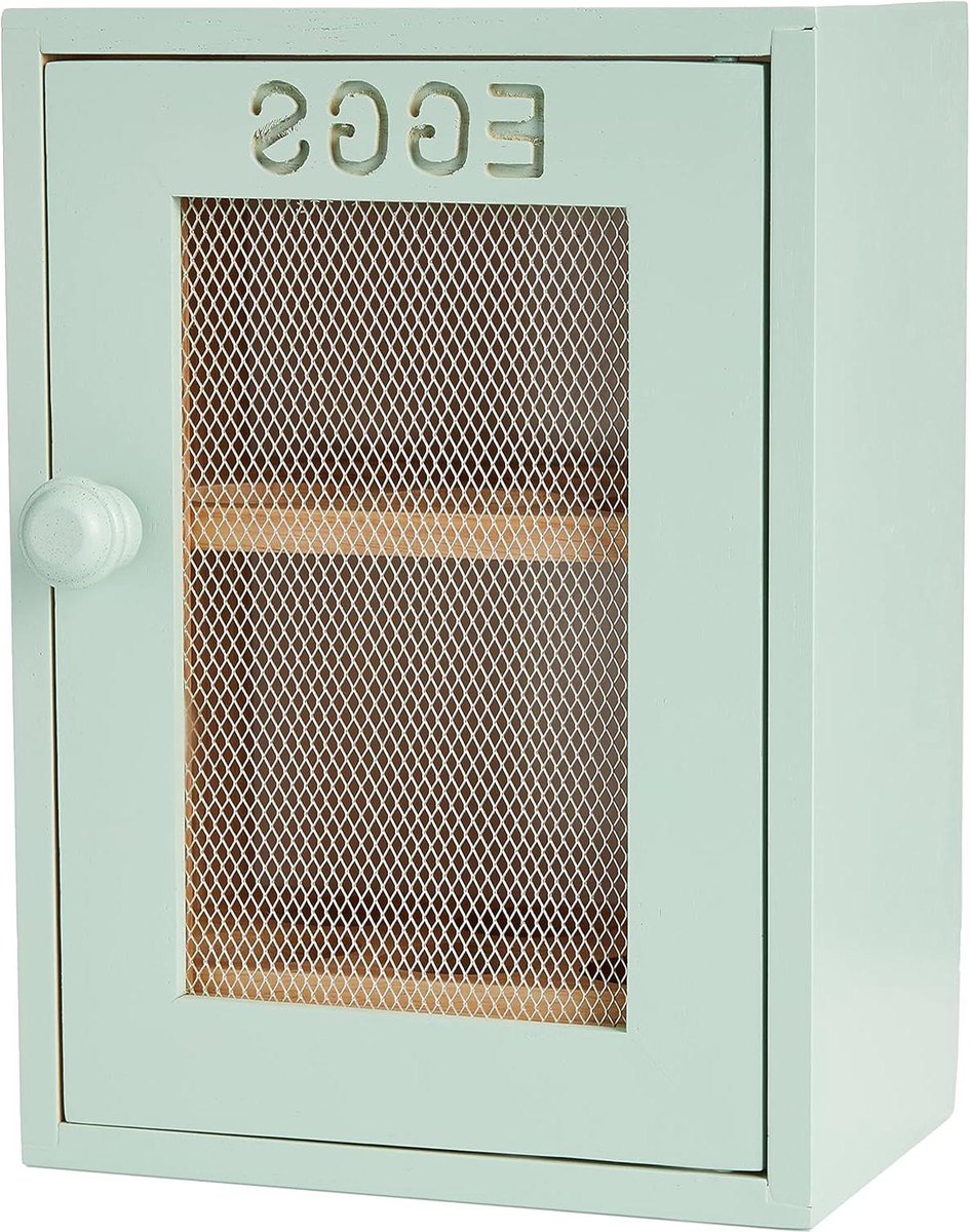 Houten opbergrek voor 12 eieren afmetingen 25 x 18 x 12 cm mint met magnetische sluiting