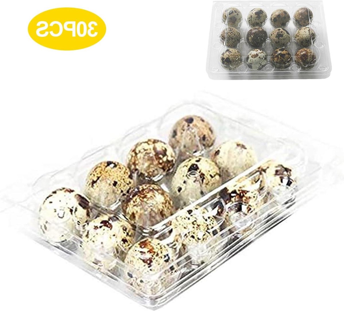 30-stuks kwarteleitjesdozen - 12 raster - plastic - transparant - eierdozen
