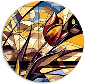 Tableau rond tulipe - Plaque murale Bloem - Cercle mural Soleil - Tableau moderne - Tableau - Accessoires de bureau cercle mural forex 40x40 cm