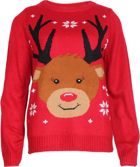 Foute Kersttrui Rendier Pullover Dames Maat XL Rood