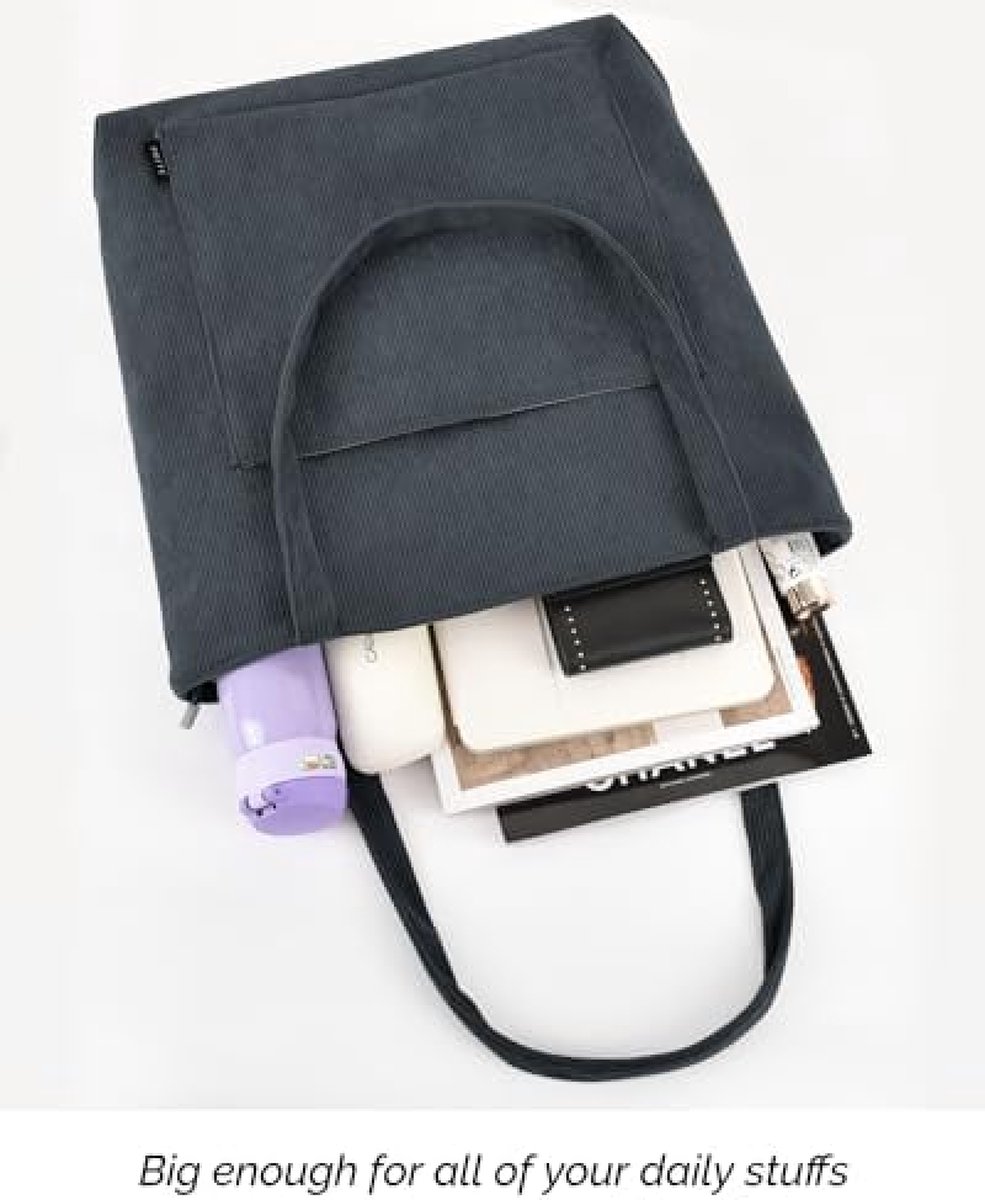Sac Fourre-tout En Velours Côtelé Pour Femme - Grand Sac à Main Avec Fermeture éclair