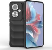 Oppo Reno 11F Hoesje - MobyDefend TPU Gripcase - Zwart - GSM Hoesje - Telefoonhoesje Geschikt Voor Oppo Reno11 F