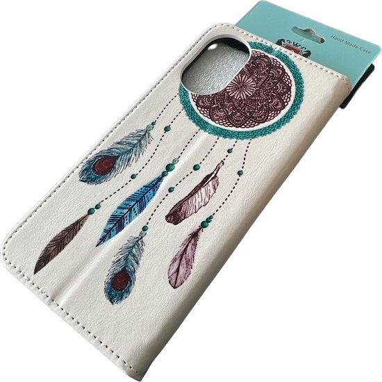 Elite Bookcase Convient pour : coque Oppo A98 - Porte-cartes - Portefeuille - Simili cuir - Dream Catcher Print