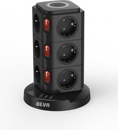 Tower Multi Socket with USB, Night Light, Surge and Lightning Protection - 12 Sockets, 3 USB Ports, 2m Cord.