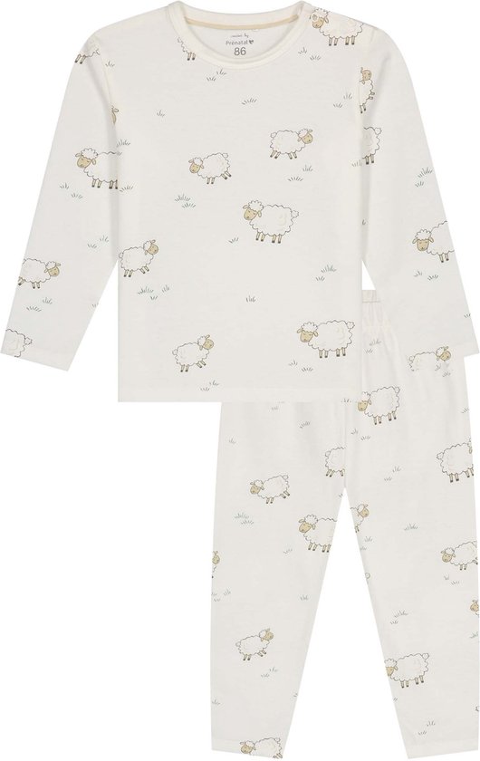 Prénatal Pyjama Meisje en Jongens - Pyjama Kinderen - Schapen - Ivoor Wit - Maat 98
